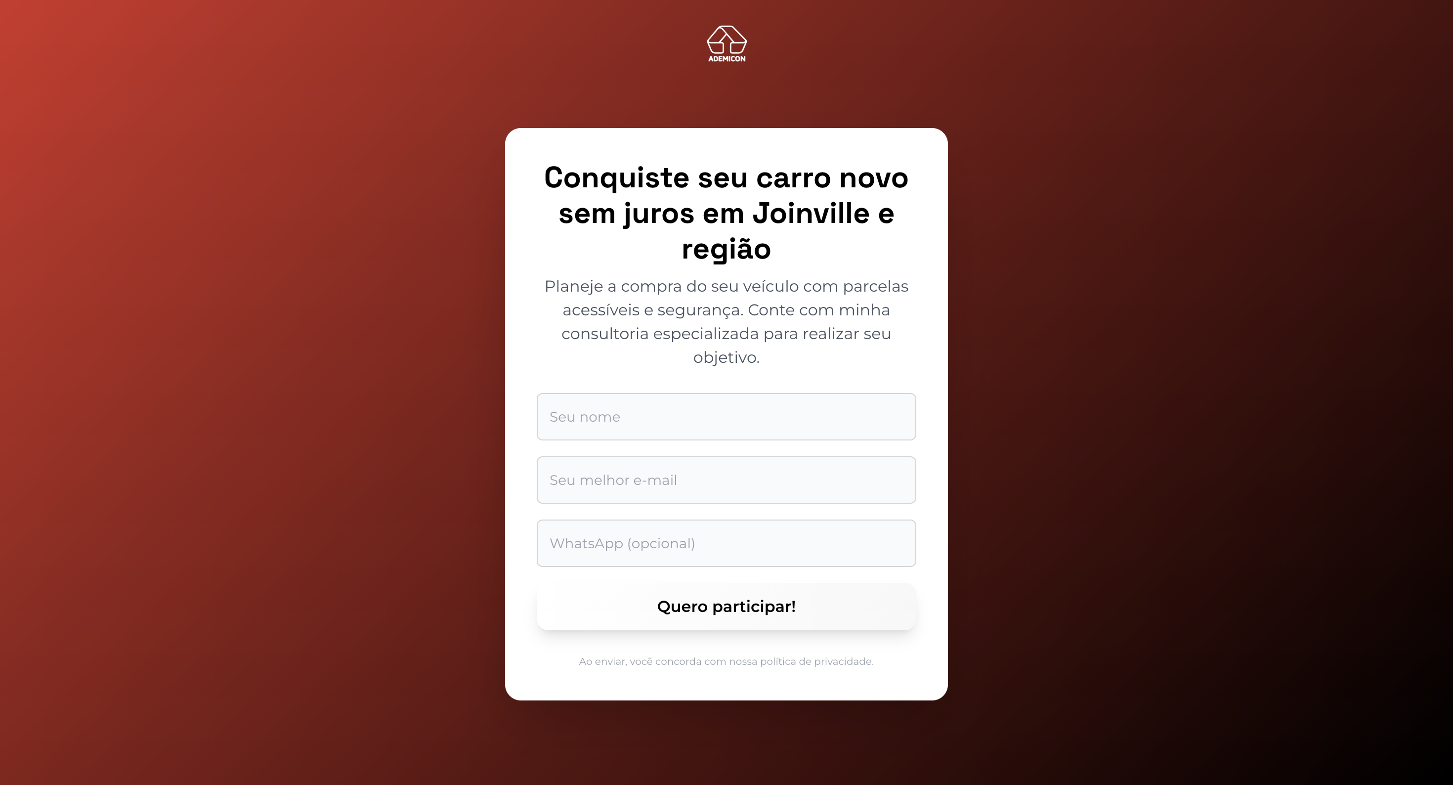 Exemplo de landing page gerada pelos agentes